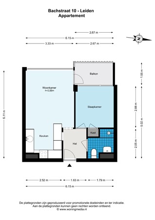 Floorplan - Bachstraat 10, 2324 GL Leiden